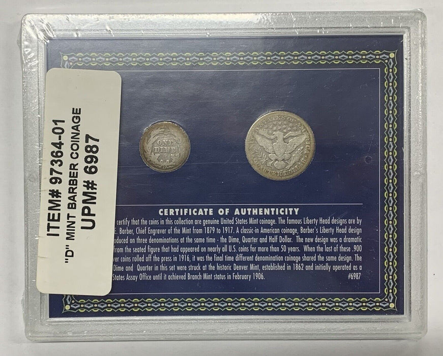 Barber Coinage Collection Silver Quarter & Dime, Denver Mint