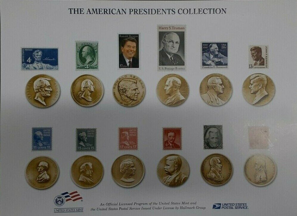 USPS Presidents Collection .999 Fine Silver/Gold Plated Stamp/Medal 50 Piece Set