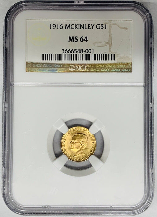 1916 McKinley Gold $1 Dollar Coin NGC MS 64