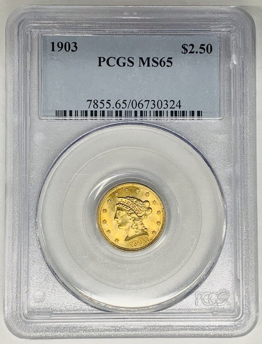 1903 $2.50 Liberty Head Quarter Eagle Gold Coin PCGS MS 65 (A)