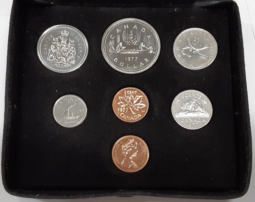 1977 Canada BU Set With 7 Beautiful GEM Coins In RCM Case