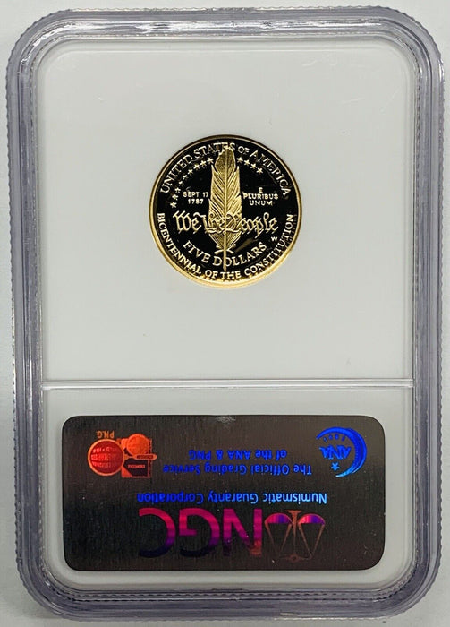 1987-W $5 Proof Constitution Gold Coin NGC PR 70 Ultra Cameo US Vault Collection
