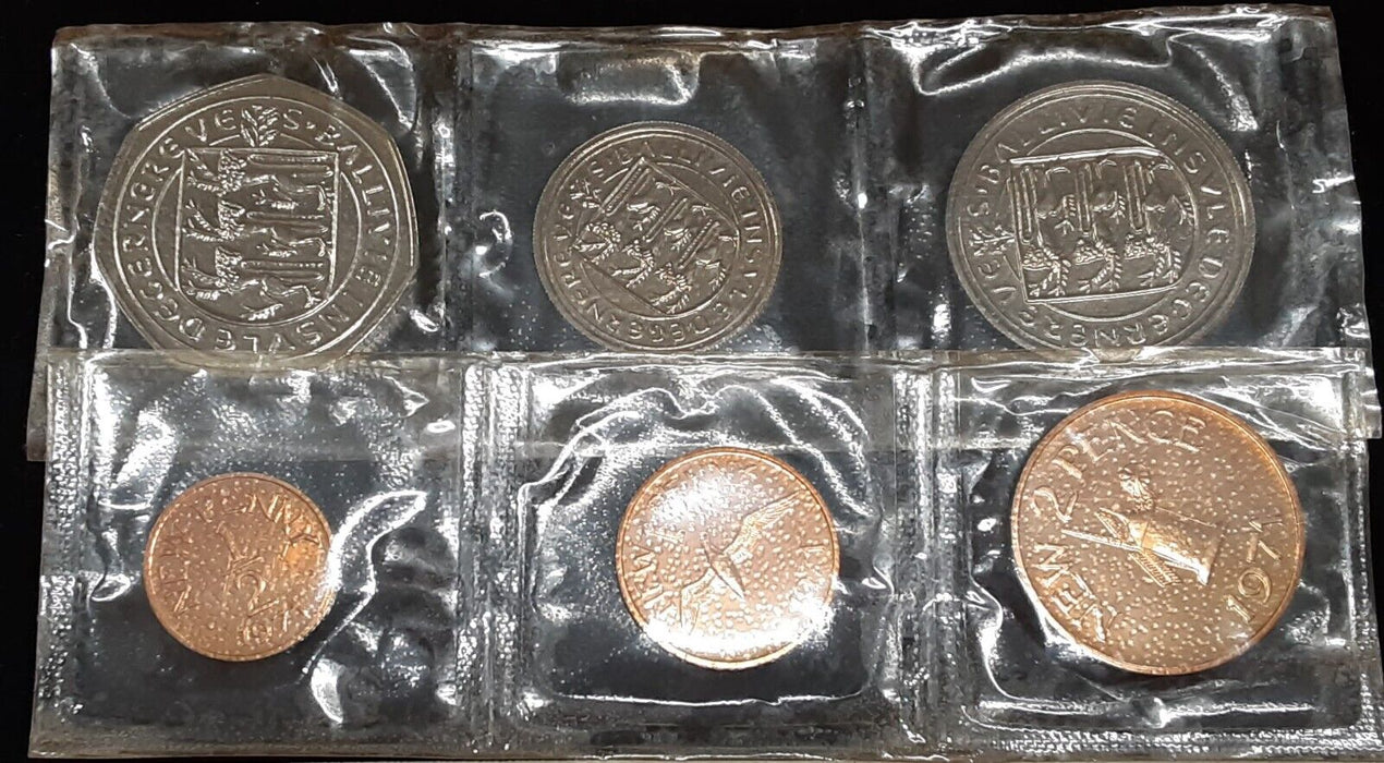 1971 Guernsey Brilliant Uncirculated 6 Coin Set in Royal Mint Case