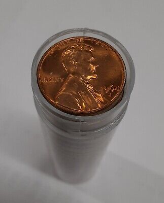 1968-S US Lincoln Cents BU Roll 50 Coins Total in Coin Tube