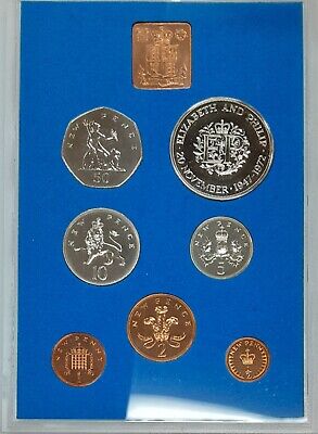 1972 United Kingdom Proof Set - Seven GEM UK Coins Total - NO Outer Sleeve