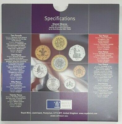 2002 United Kingdom Mint Set Brilliant Uncirculated UK Coins 8 Coins Total