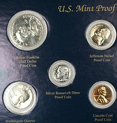 US Mint Proof Coin Set 8 Coins 3 are Silver Franklin Roosevelt Washington in Box
