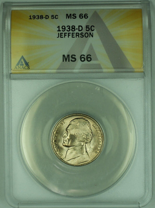 1938-D Jefferson Nickel 5C ANACS MS 66 (51) B