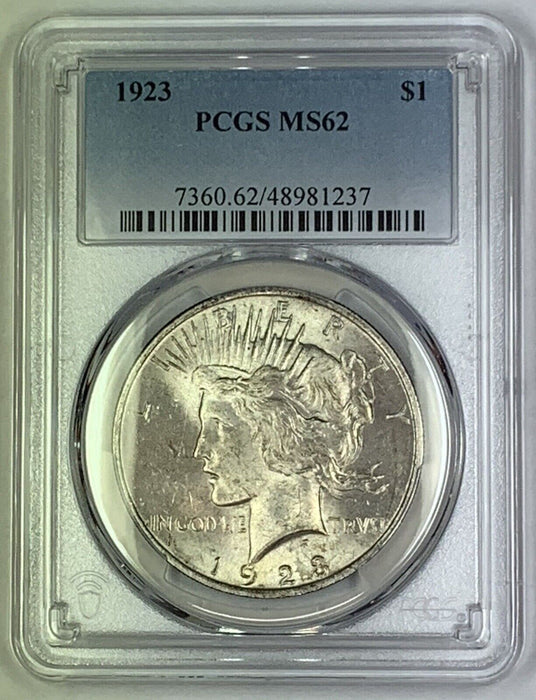 1923 Peace Silver $1 Dollar Coin PCGS MS 62 (9) E