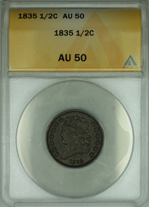 1835 Classic Head Half Cent 1/2c ANACS AU-50