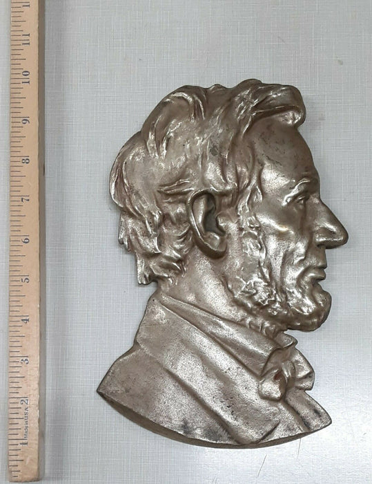 Abraham Lincoln Large High Relief Bronze Bust Silver Plated - Size 9.5" x 6"