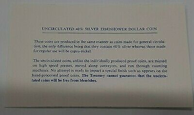 1974-S UNC 40% Silver Eisenhower IKE Dollar Coin with Original US Mint Envelope