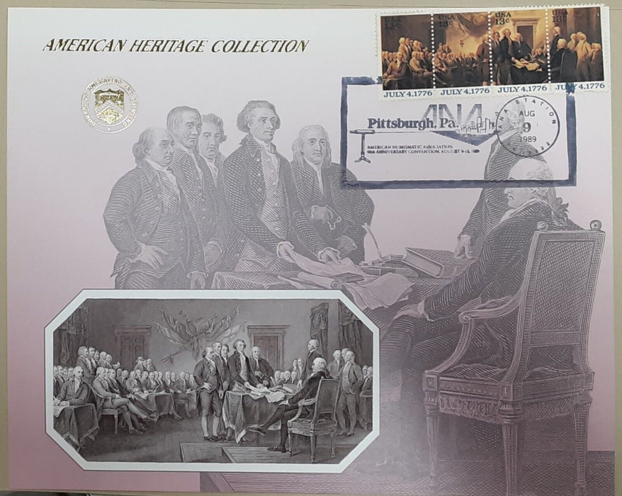 BEP Souvenir Card American Heritage - D of I  Show Cancelled 1989 ANA (B 130)
