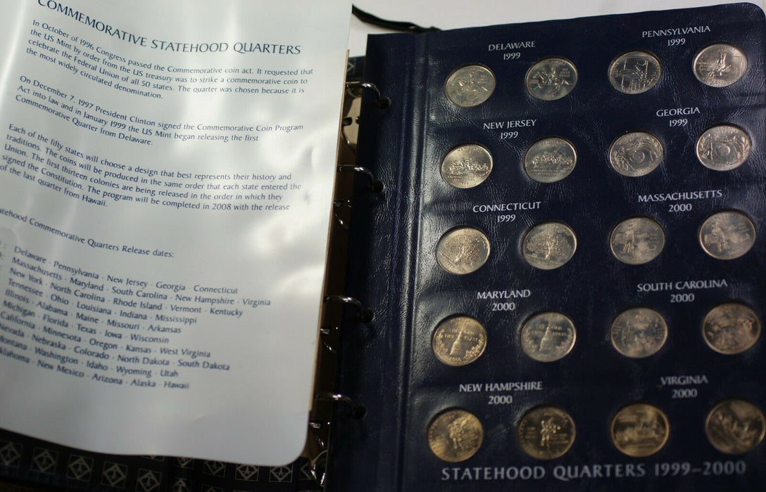 1999-2008 United States Quarters 50 Coins BU Set Beautiful American Shield Case