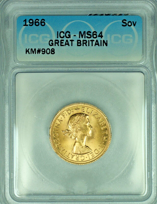 1966 Great Britain Sovereign Gold Coin ICG MS 64 (B)