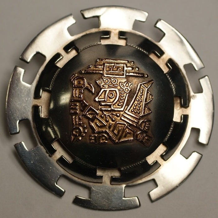 Sterling Silver & 18K Gold Pendant Handmade in Peru 925 AMD Pin Brooch