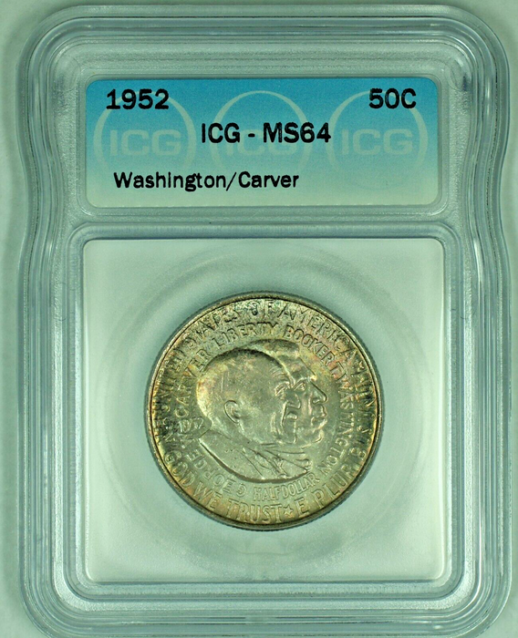 1952 Washington/Carver Commemorative Toned 50C Half Dollar ICG MS 64 (50)