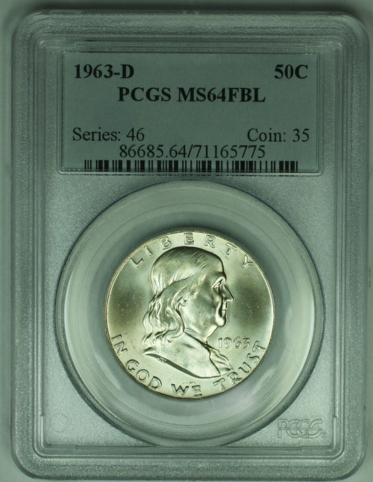 1963-D Franklin Half Dollar .50C PCGS MS 64 FBL (18) A