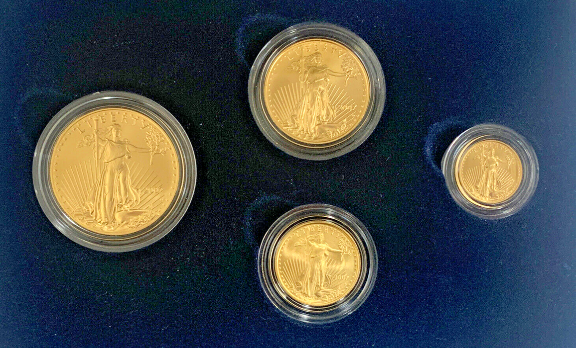 2007-W American Gold Eagle Burnished Uncirculated 4 Coin Set, Box & COA