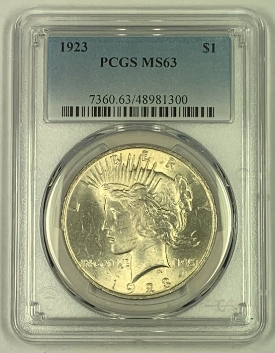1923 Peace Silver $1 Dollar Coin PCGS MS 63 (6) C