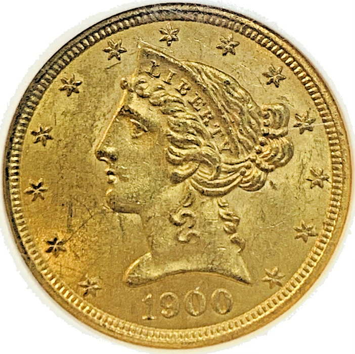 1900 $5 Gold Liberty Head Half Eagle NGC MS 62