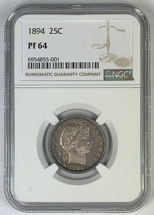 1894 Proof Barber Silver Quarter .25 Toned NGC PR 64 (Looks Better)