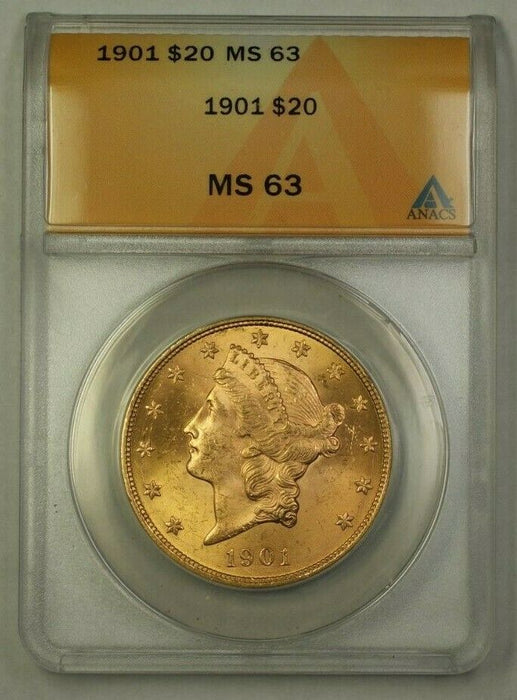 1901 US Liberty Head $20 Gold Coin ANACS MS-63