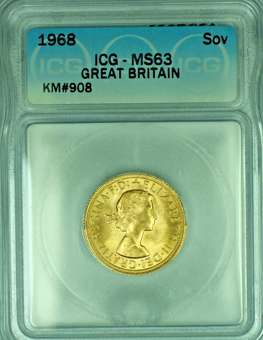 1968 Great Britain Sovereign Gold Coin ICG MS 63 C