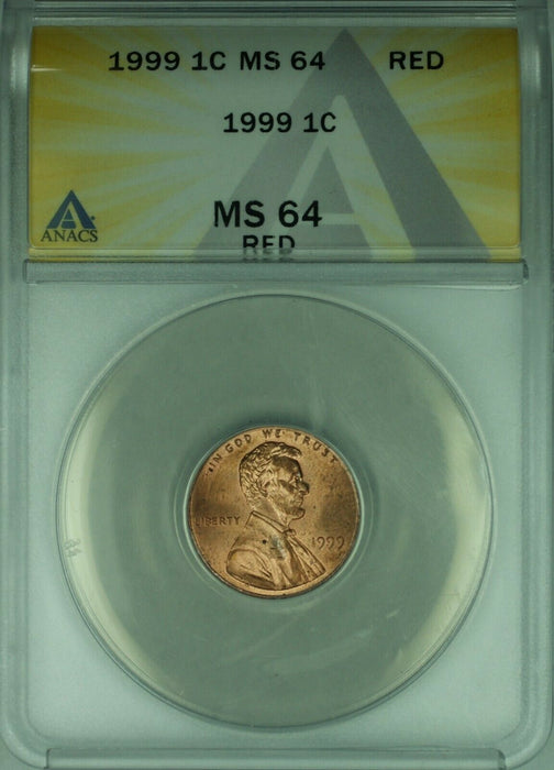 1999 Lincoln Memorial Cent 1c ANACS MS-64 RED Wide AM Variety (39)