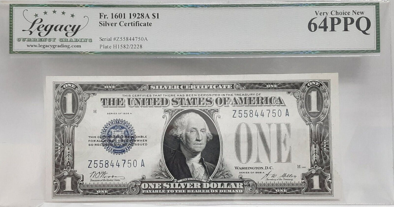 1928-A $1 Silver Certificate FR# 1601 Z-A Block Legacy Very Ch New 64PPQ   B