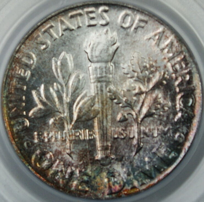 1954 Silver Roosevelt Dime, PCGS MS-66, Toned, Brilliant Coin