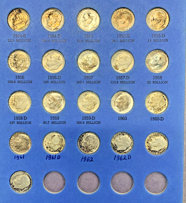 1946-1962 Roosevelt Silver Dime Set-Whitman Coin Folder (D)