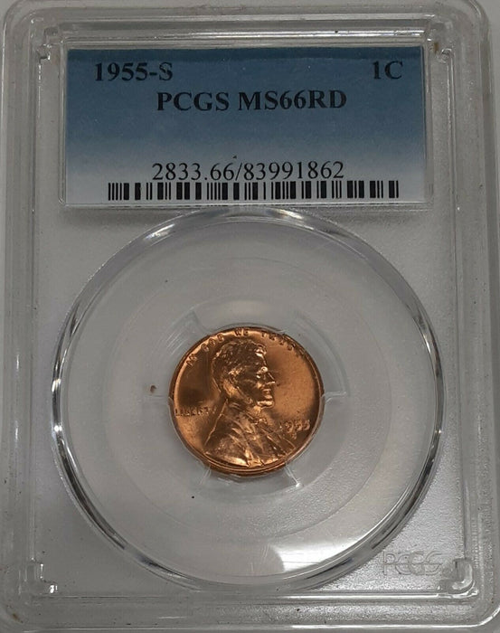 1955-S Lincoln Wheat Cent 1c PCGS MS-66 RD