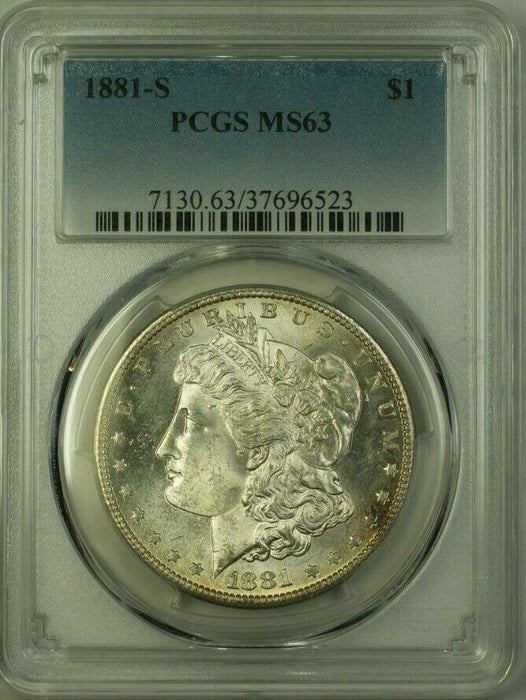 1881-S Morgan Silver Dollar Coin PCGS MS-63 (21) B