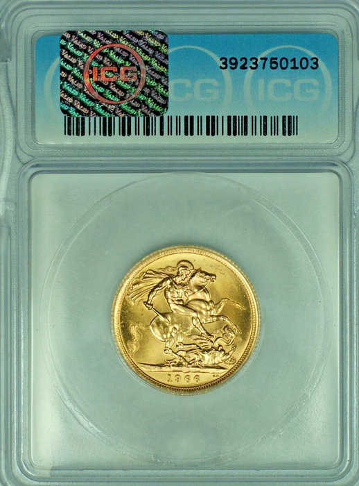 1966 Great Britain Sovereign Gold Coin ICG MS 64 (B)