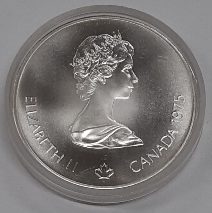 1975 Canada RCM $5 Silver 1976 Montreal Olympic Games Silver Coin - Swimming