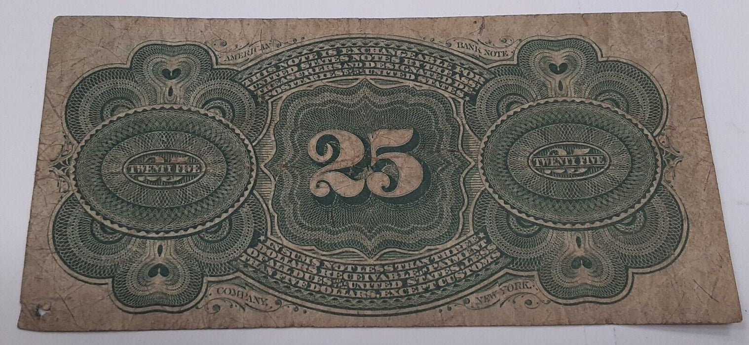 4th Issue Fractional Currency 25 Cent Note Washington Fr. 1307  VF w/Hole