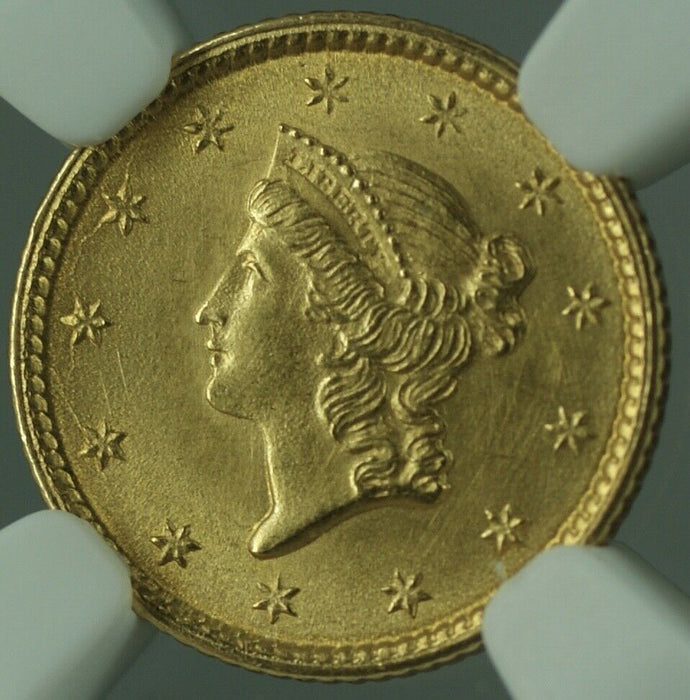 1853 Type I Gold $1 Dollar Coin NGC UNC Details Cleaned