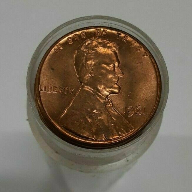 1961 United States UNC Roll Of Lincoln Cents 50 Coins Total in Tube