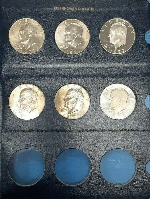 Complete Eisenhower Dollar Collection 32 BU/Proof Coins in Whitman Album