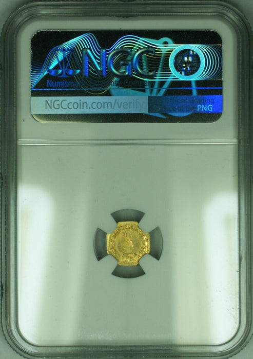 1858 Cal. Gold Token, Indian - Bear #2a, Octagonal 10.4MM NGC MS-66 PL