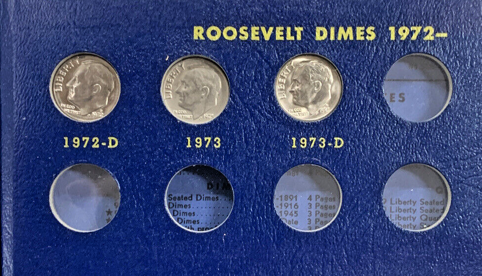 1946-1973 Roosevelt Dime Silver/Clad AU/BU Complete Set-Whitman Deluxe Album (U)