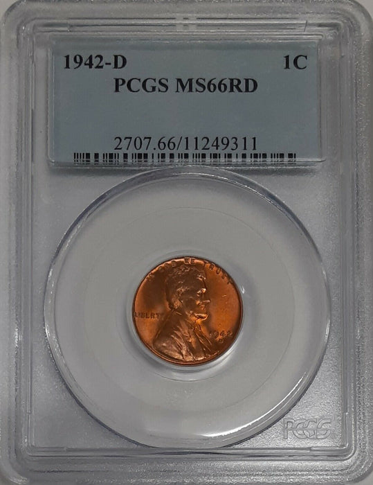1942-D Lincoln Wheat Cent 1c PCGS MS-66 RD