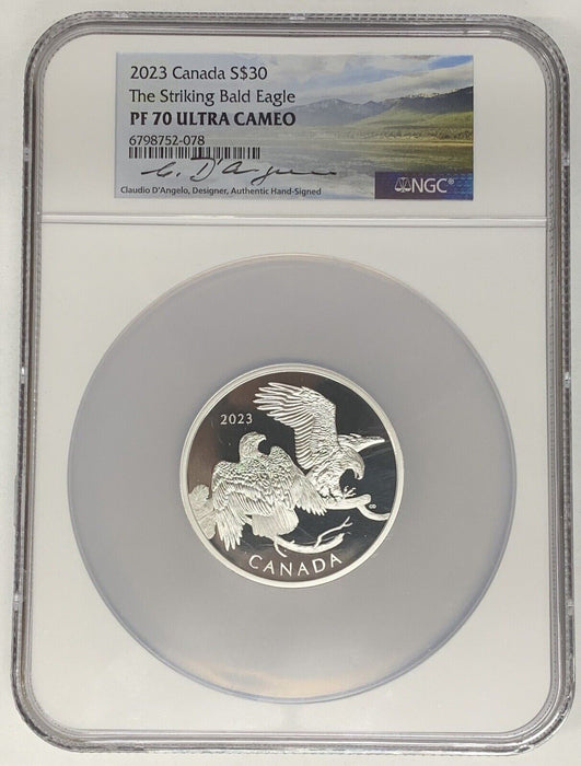2023 Canada $30 The Striking Bald Eagle NGC PR 70 UCAM Signed Claudio D’Angelo