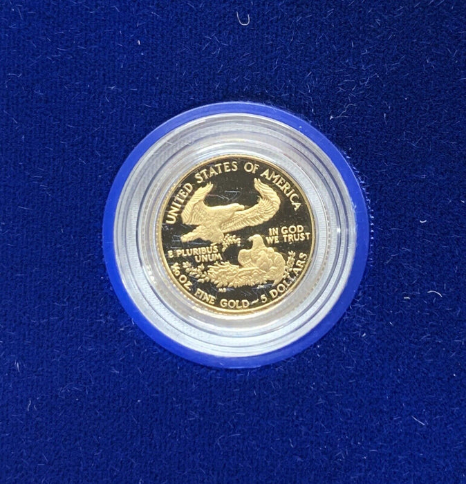 1988-P $5 American Proof Gold Eagle, 1/10 OZ Fine Gold Coin-Box & COA