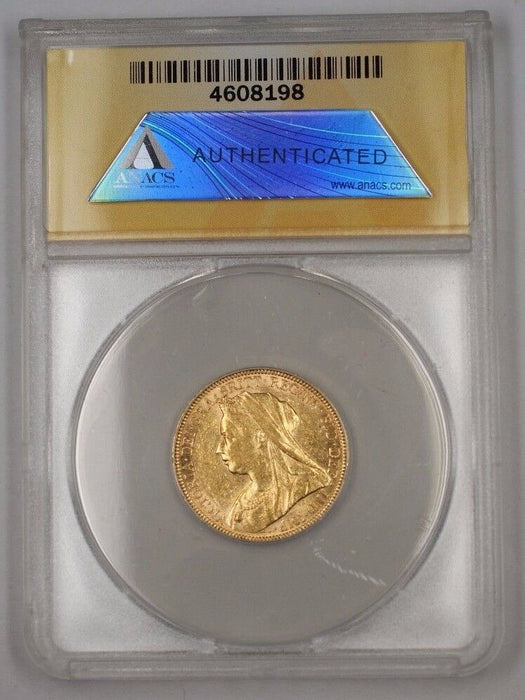 1896-M Australia One Sovereign Gold Coin ANACS AU-50