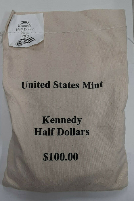 2003-P&D Kennedy Half Dollar $100 Mint Sealed Bag - 200 BU Coins