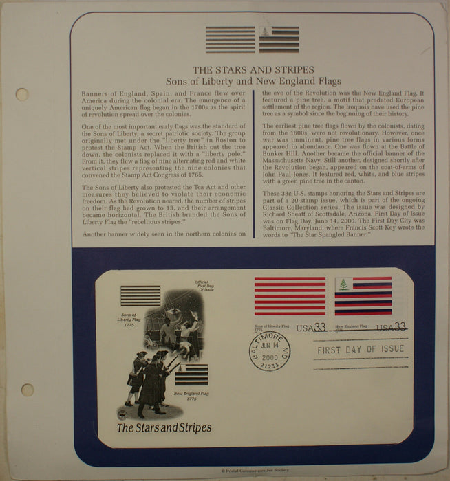 2000 The Stars and Stripes Commemorative 2 Stamps Set First Day of Issue PCS