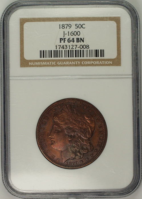 1879 Proof Morgan Half Dollar 50c Pattern Coin J-1600 NGC PF-64 BN *Rare* WW