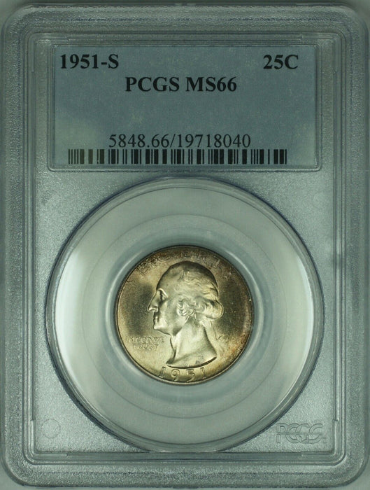 1951-S Washington Silver Quarter 25c PCGS MS66 Original Toned Gem  (30)